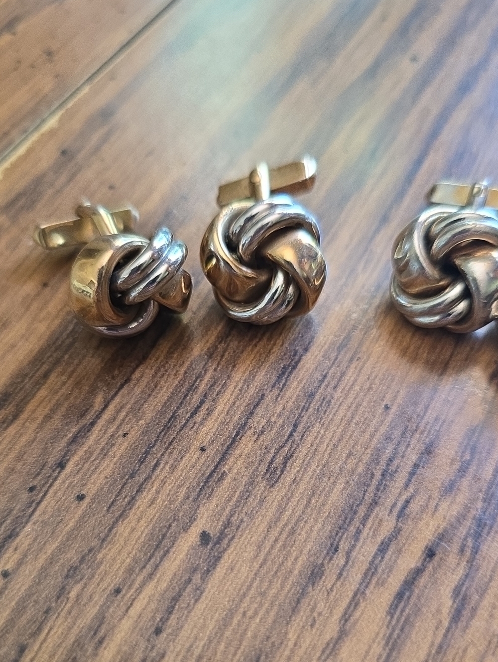 Vintage SWANK Knot Design Gold And Silver Tone Cufflinks - Set of 4